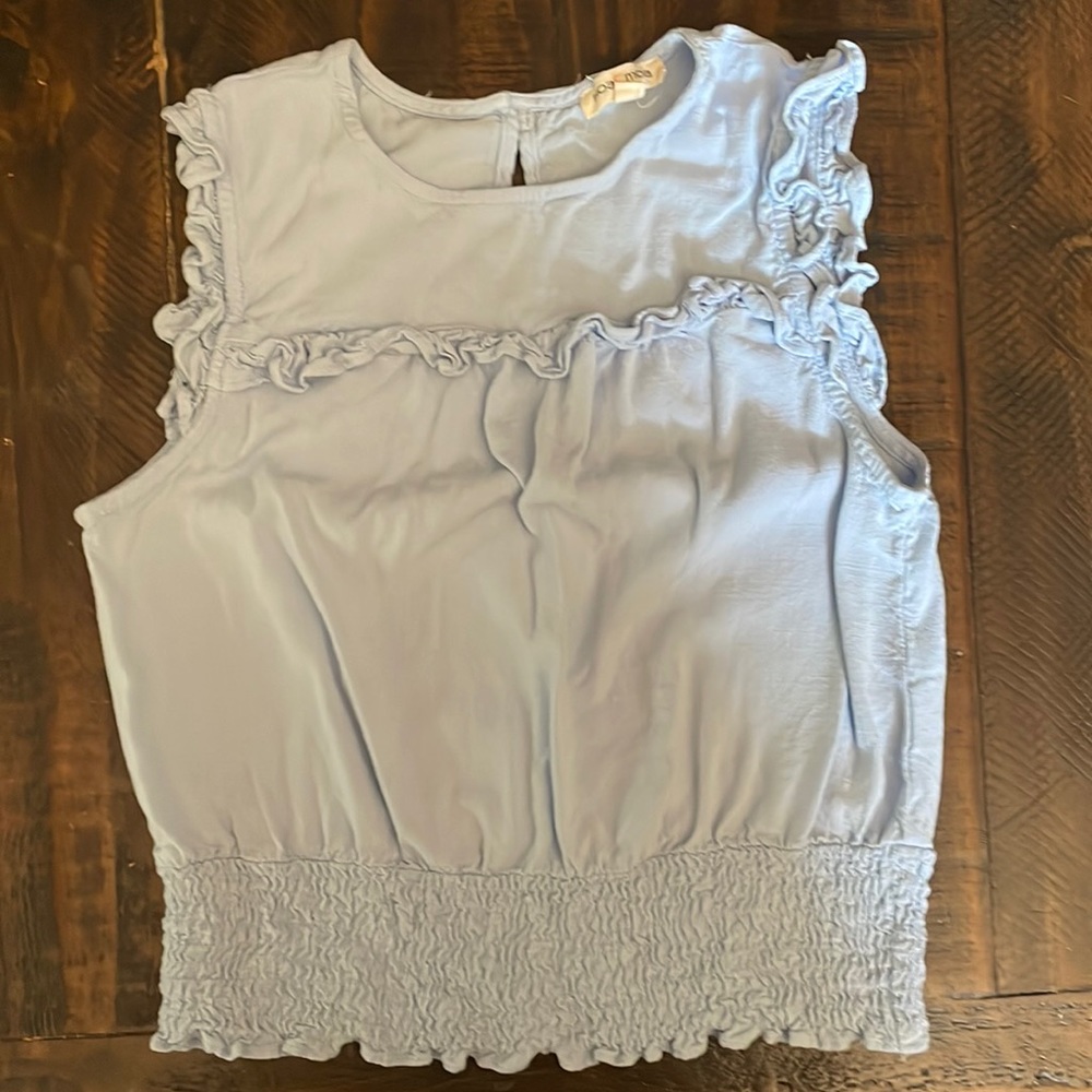 MOA MOA ruffle trim top powder blue size S NWOT